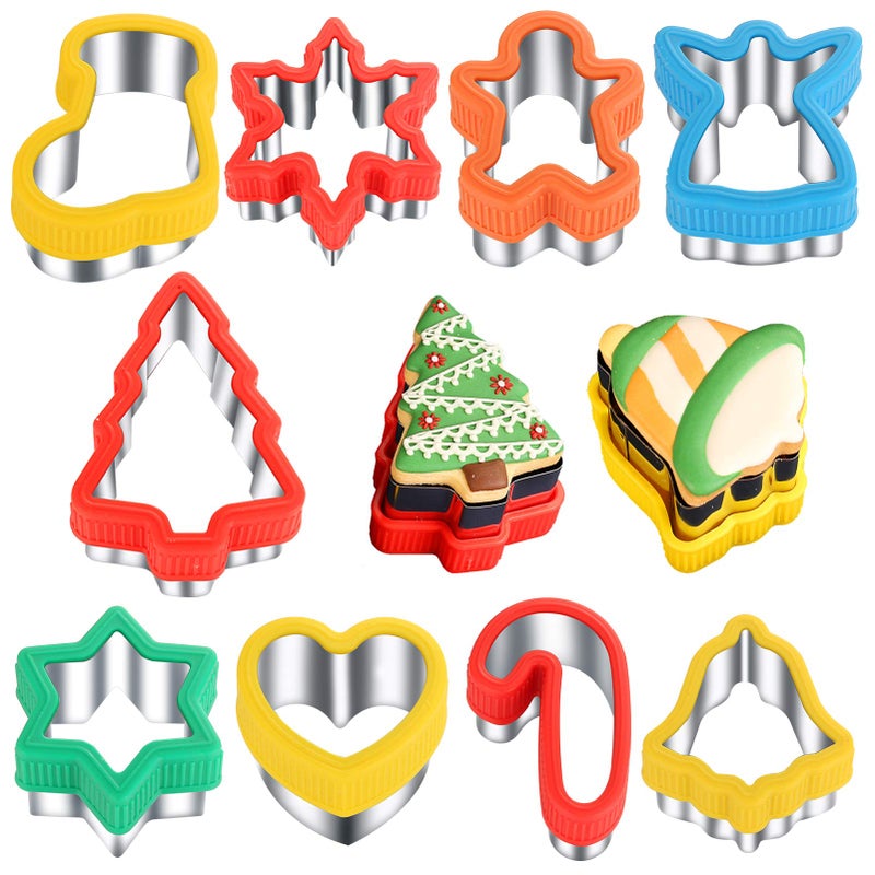 ETERSION Christmas Cookie Cutters 2" to 3.5" 9 Pieces Cookie Cutters Christmas Shapes - Image 1